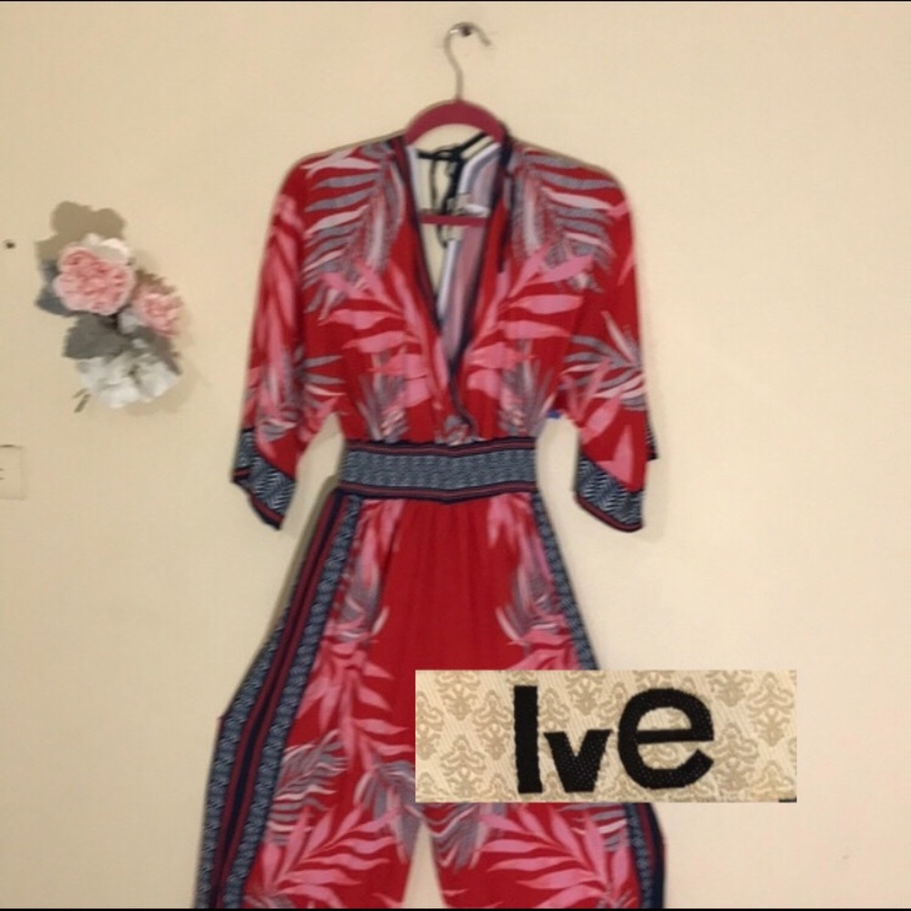 IvE red and blue flowered jumpsuit size M